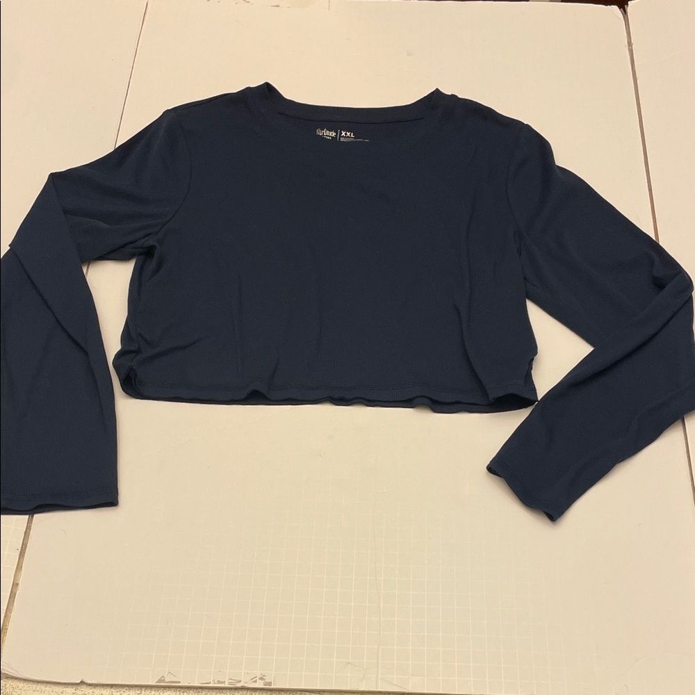 Flirtitude Navy Long Sleeve Crop Top